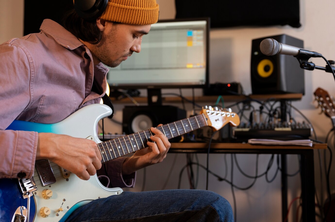 Profesor impartiendo clases de guitarra eléctrica y moderna en Escuela La Clave